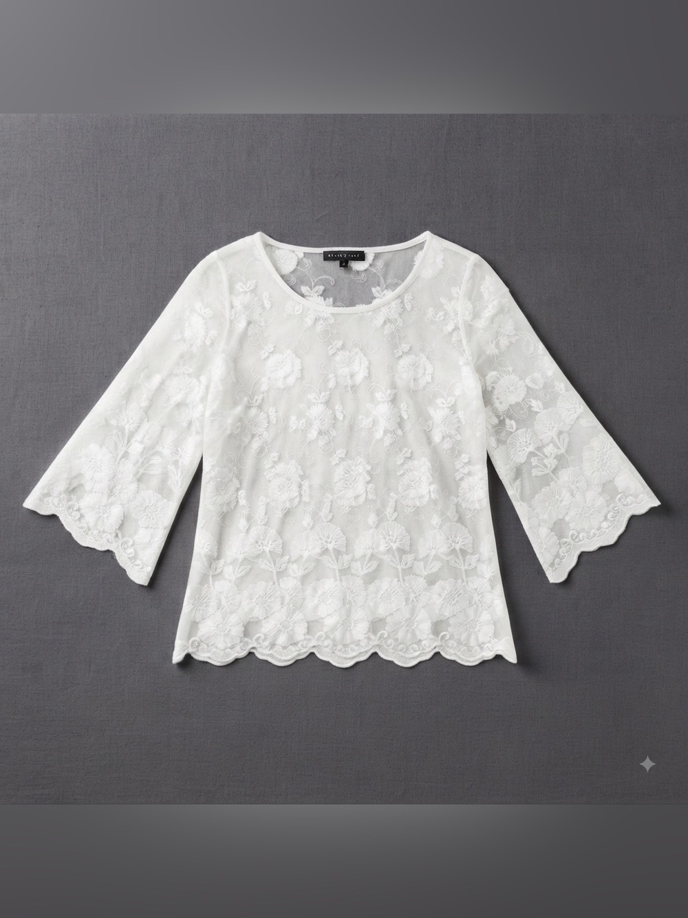 LOFT White Floral Lace Sheer Blouse